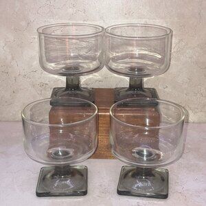 Set of 4 Vintage Federal Glass Champagne or Sherbet Nordic Midnight 3 5/8" Tal